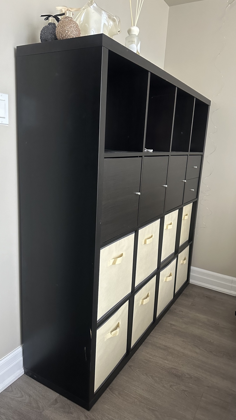 IKEA KALLAX 16 Cube Shelving Unit - Black-Brown - photo 3