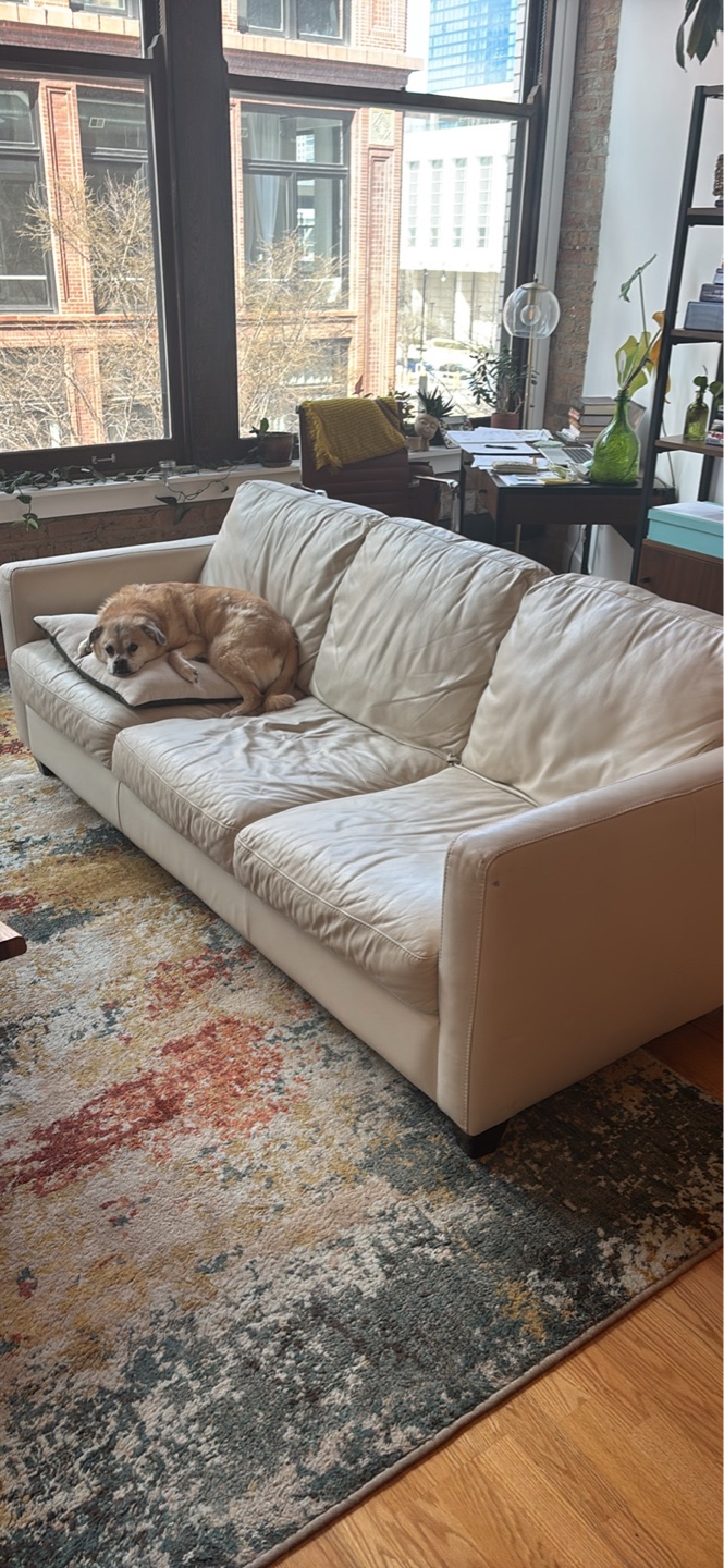 Off-White Leather Sofa