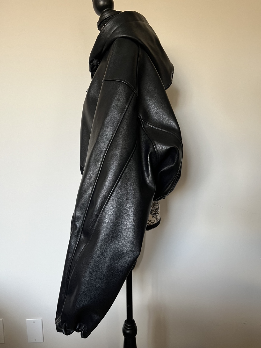 Khy Black Vegan Leather Cropped Hoodie Jacket - photo 5