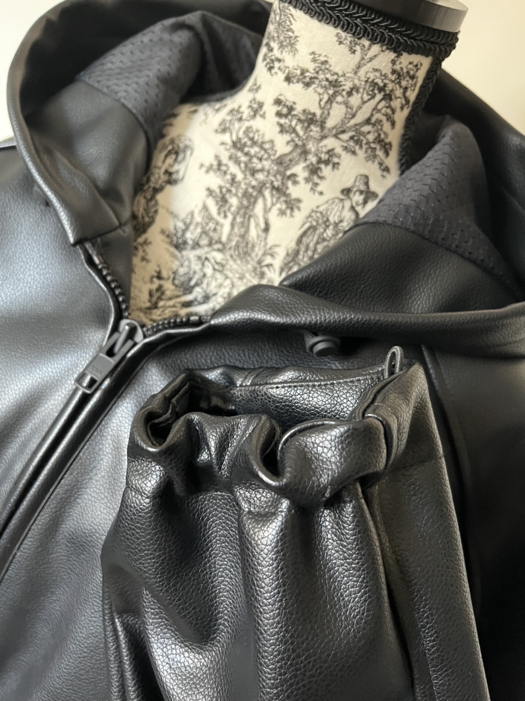 Khy Black Vegan Leather Cropped Hoodie Jacket - photo 4
