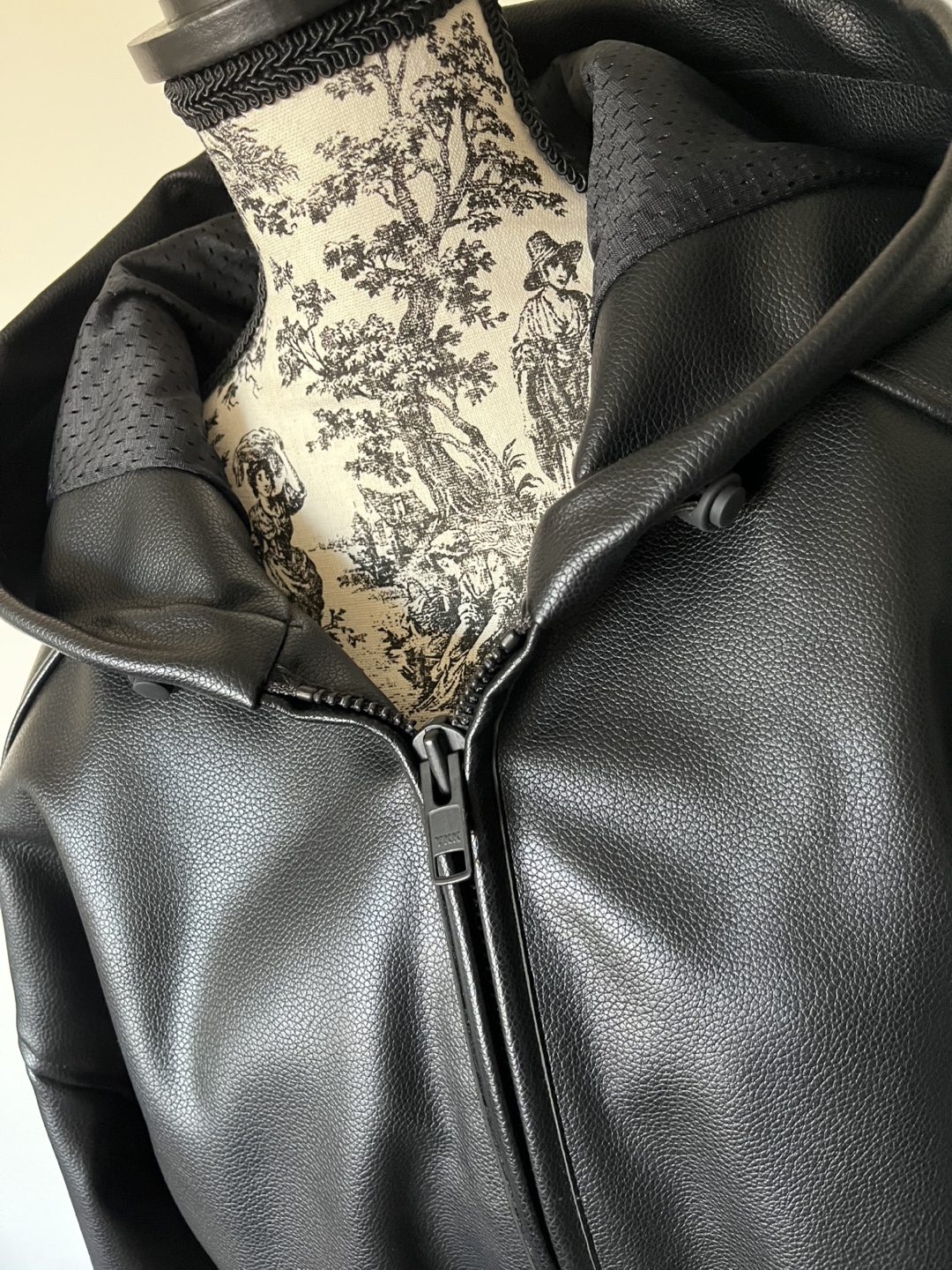 Khy Black Vegan Leather Cropped Hoodie Jacket - photo 3