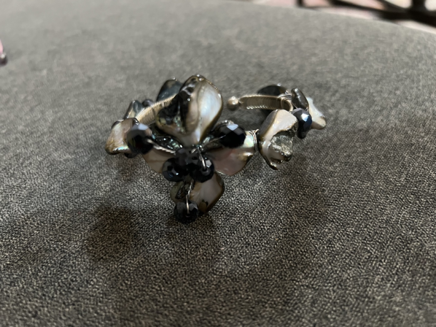 Set of Three Unique Shell and Crystal Cuff Bracelets - photo 4