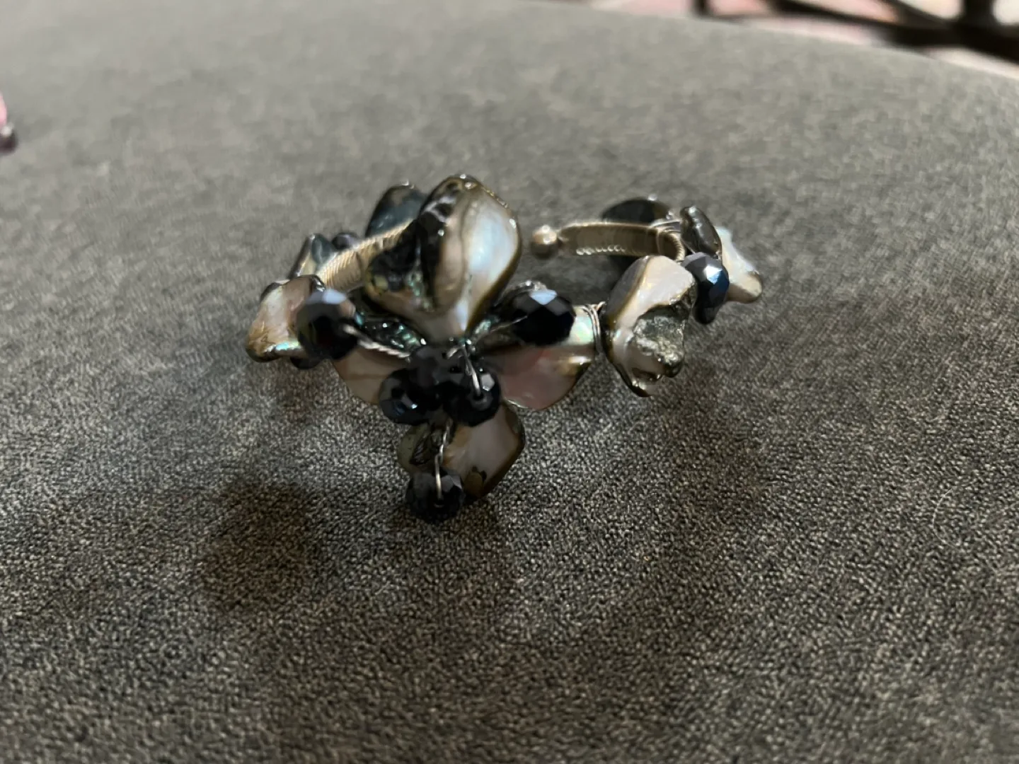 Set of Three Unique Shell and Crystal Cuff Bracelets image indicator(4)