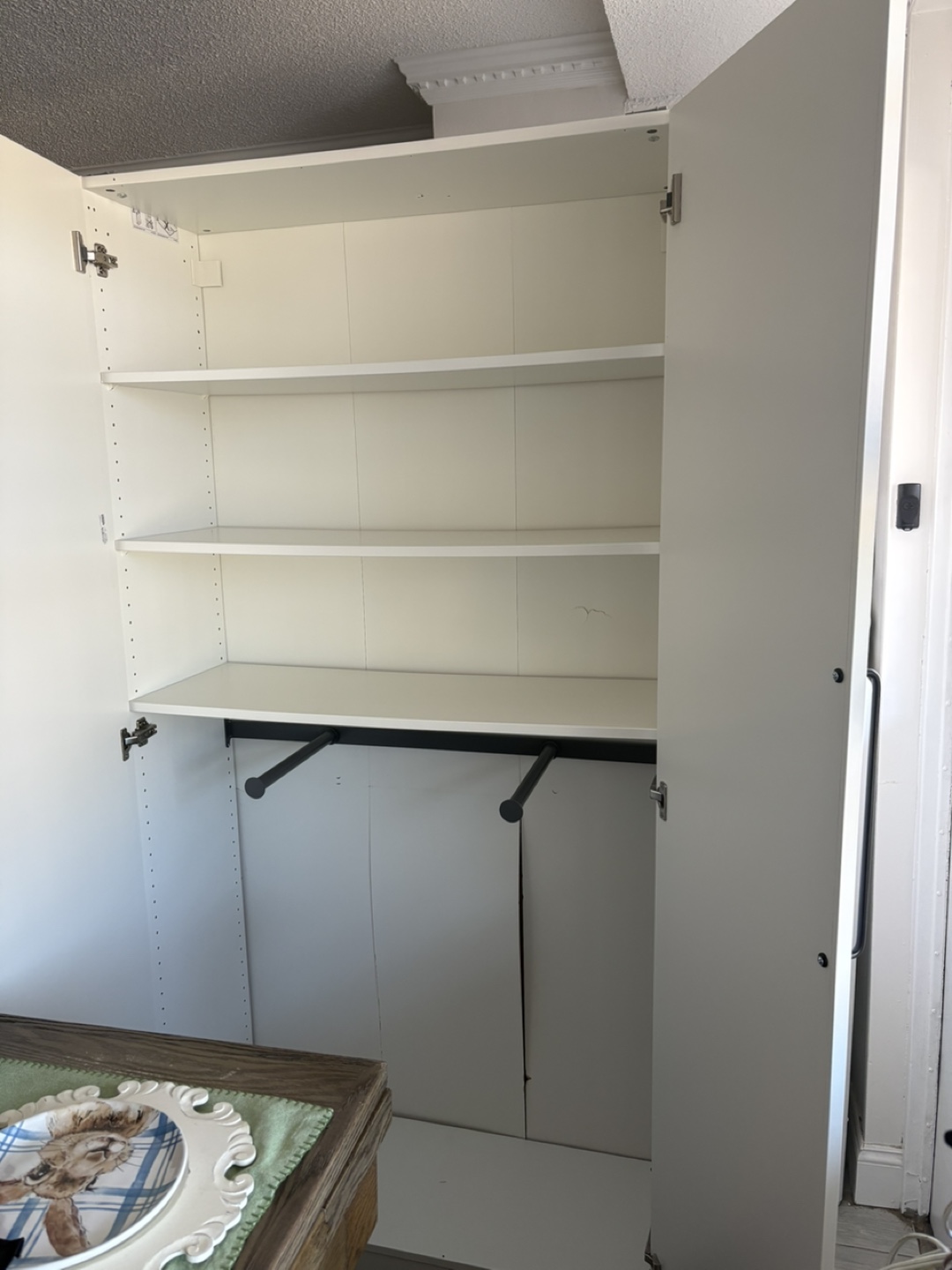 White Wardrobe Closet with Shelves and Hanging Rod - photo 2