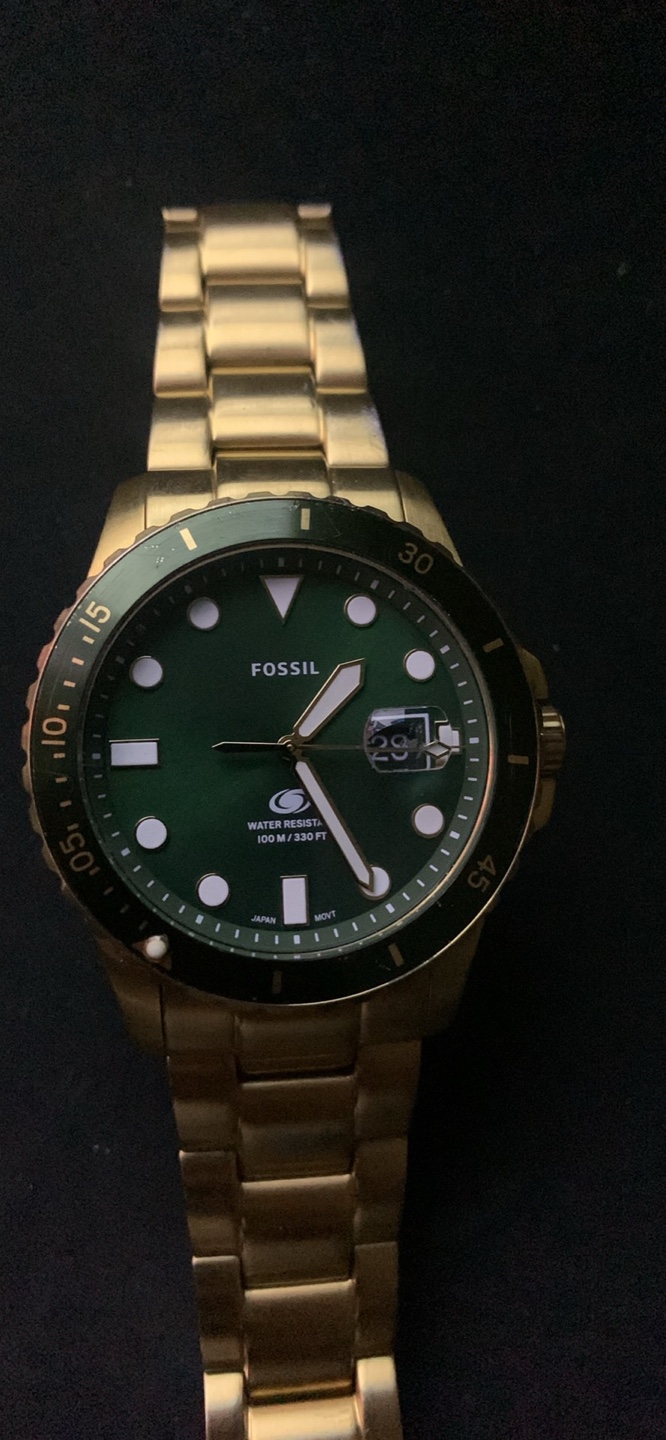 Fossil Men's Green Dial Gold-Tone Stainless Steel Watch