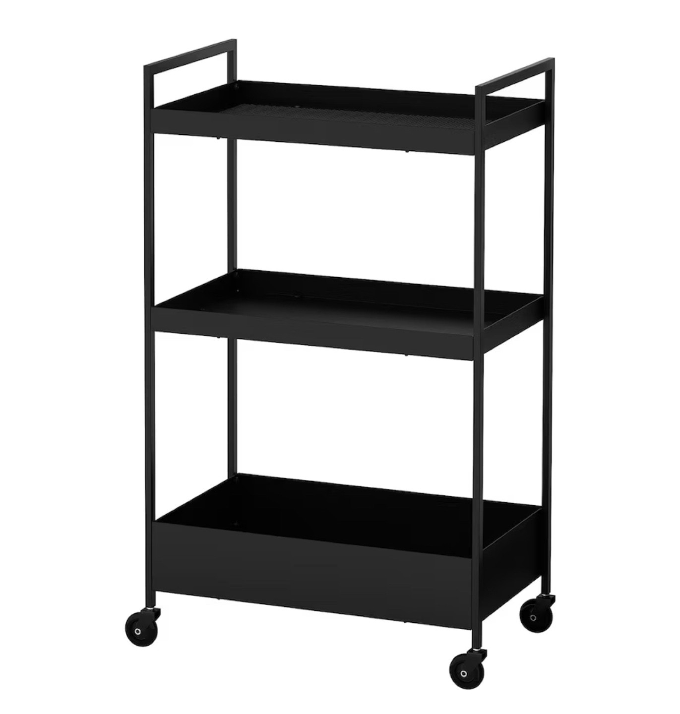 Black Metal Rolling Utility Cart - Three Tier Storage - photo 2