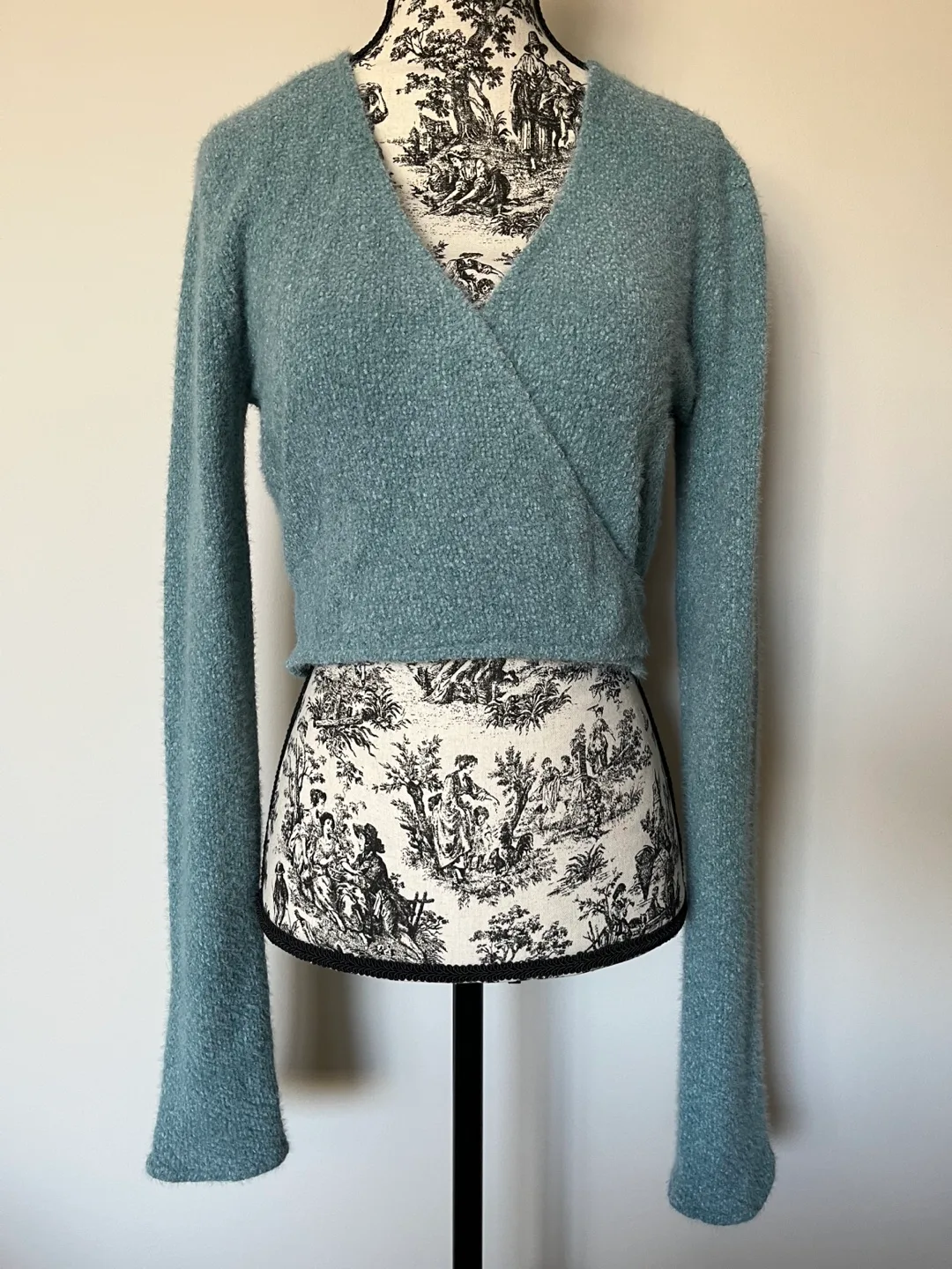 Dusty Blue Wrap Cardigan Sweater thumbnail