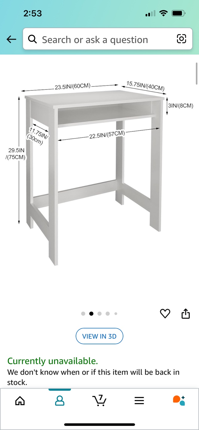 White Small Study Desk Workstation