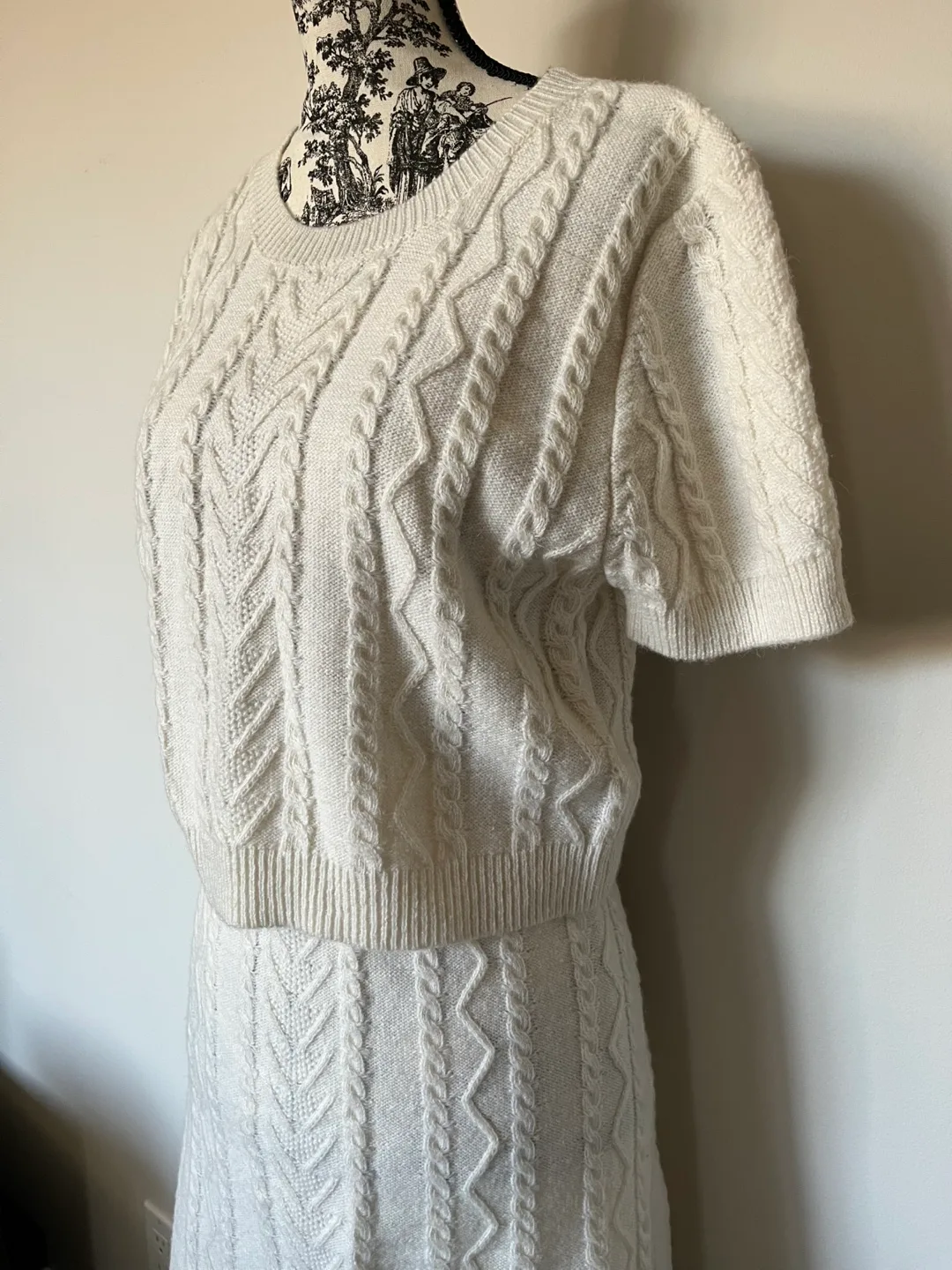 Cream Cable Knit Sweater and Skirt Set thumbnail