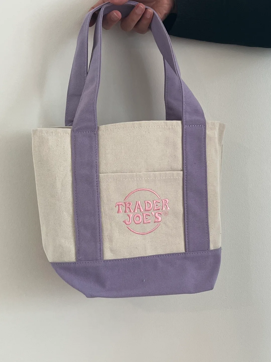 Trader Joe's Mini Pastel Canvas Tote Bag-Purple thumbnail