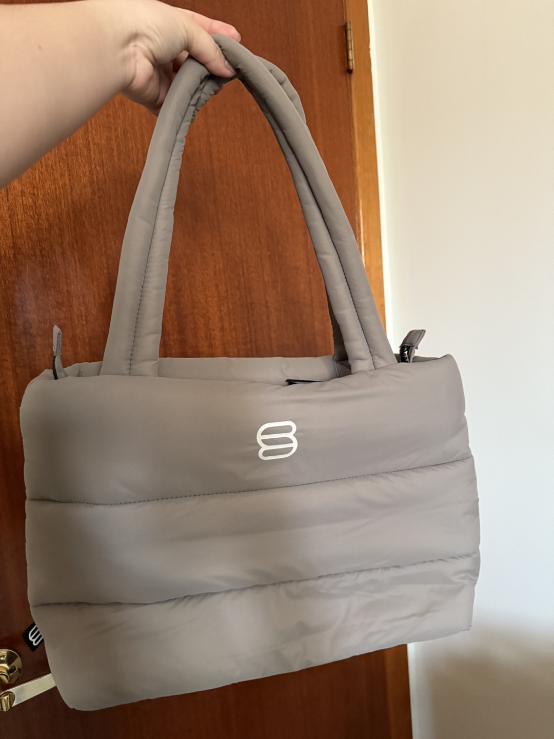 Smaller Puffer Tote Bag - Taupe