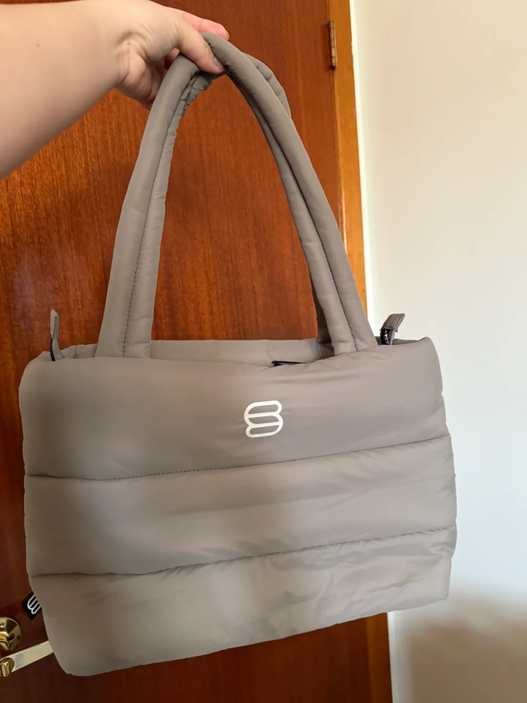 Smaller Puffer Tote Bag - Taupe thumbnail