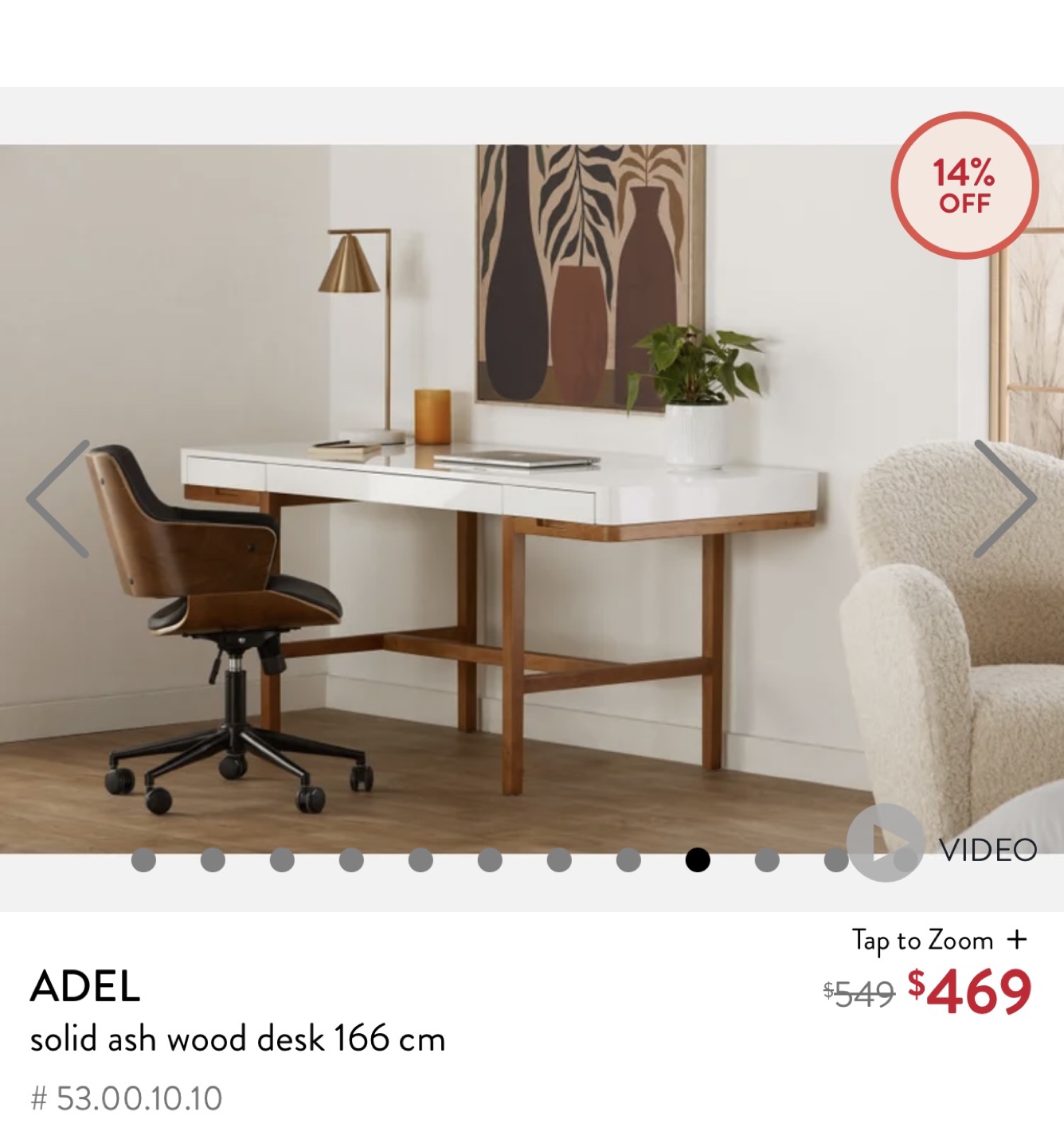 💚 Structube ADEL Solid Ash Wood Desk - photo 2