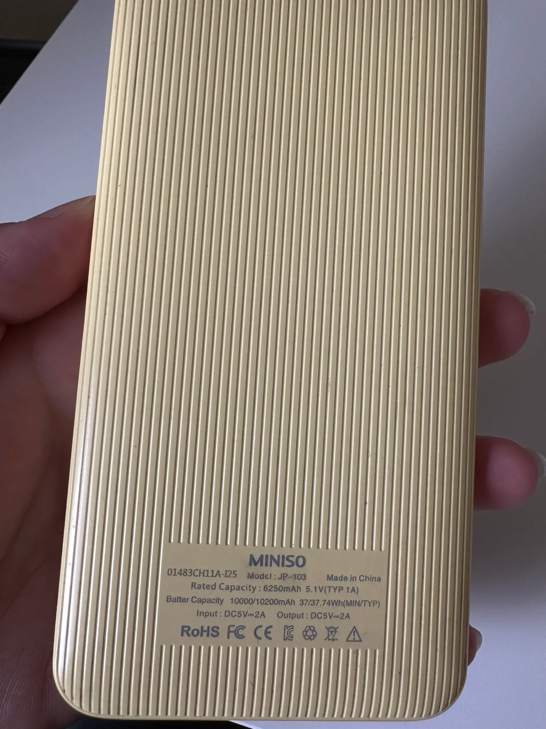 MINISO Portable Charger - Pale Yellow 💚 image indicator(2)