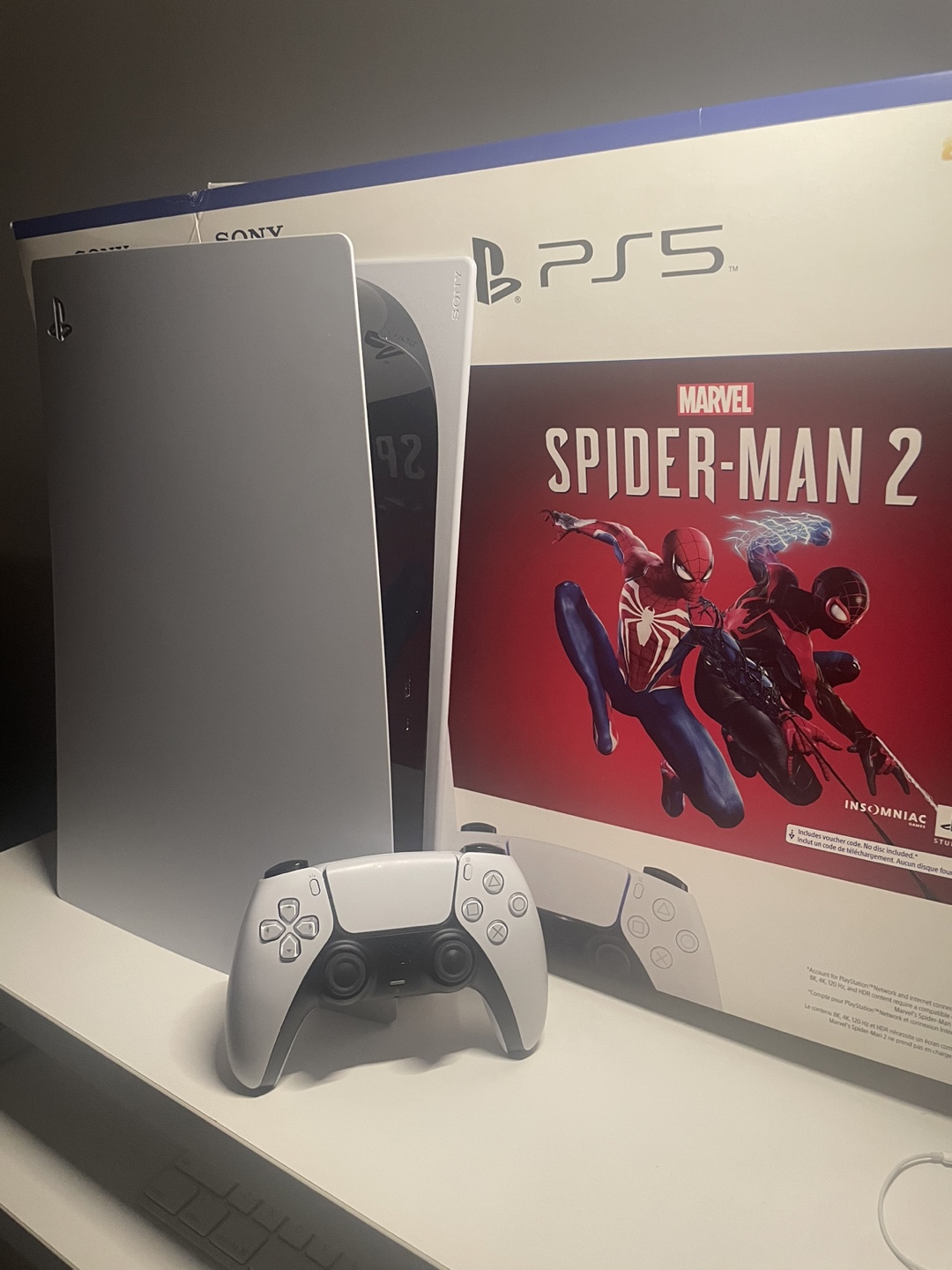 PS5 Console with Controller and Spider-Man 2