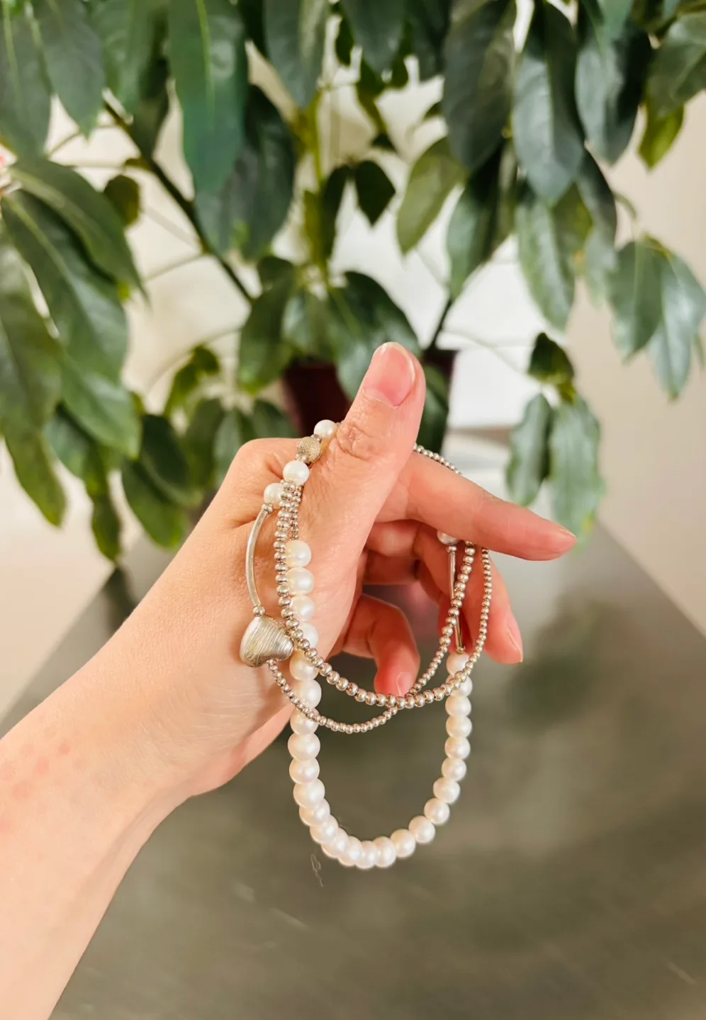 Fresh water Pearl & sterling Silver beaded wrap-around bracelet🥰 image indicator(2)