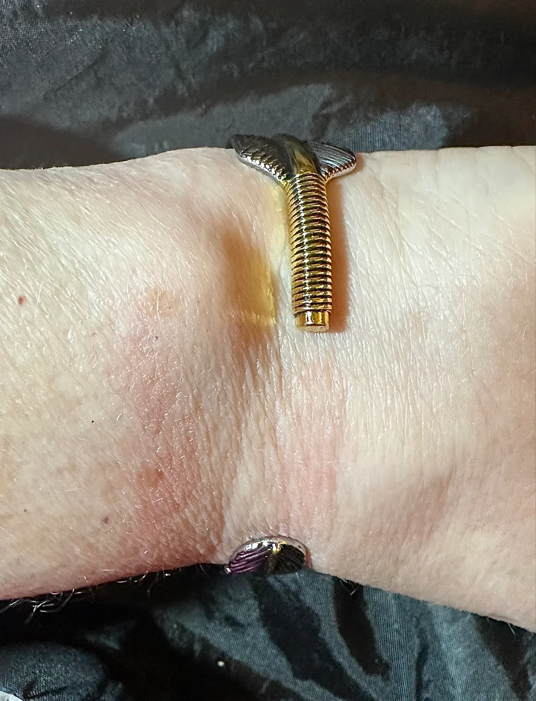 Unisex Two-Tone Feather Cuff Bracelet SS image indicator(3)