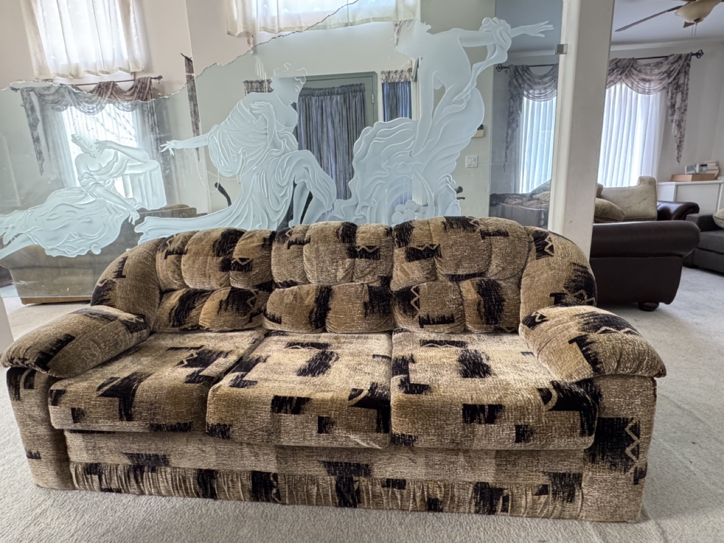 Used Sofa Set - Tan and Brown Pattern - photo 2