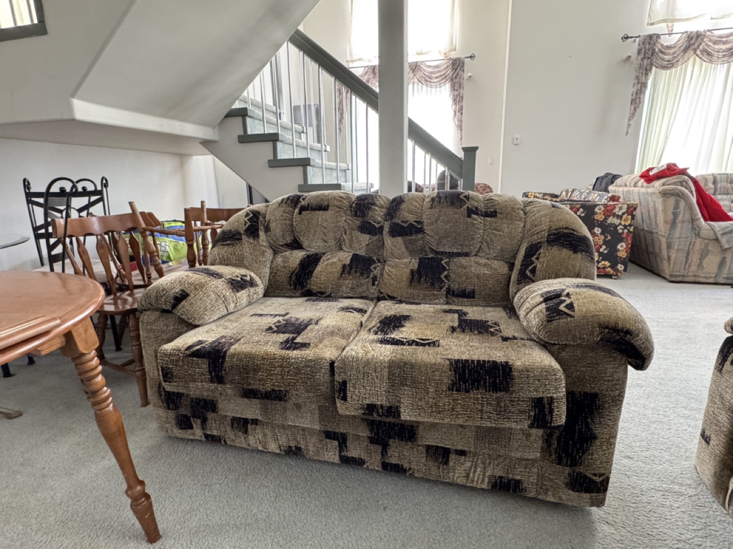Used Sofa Set - Tan and Brown Pattern
