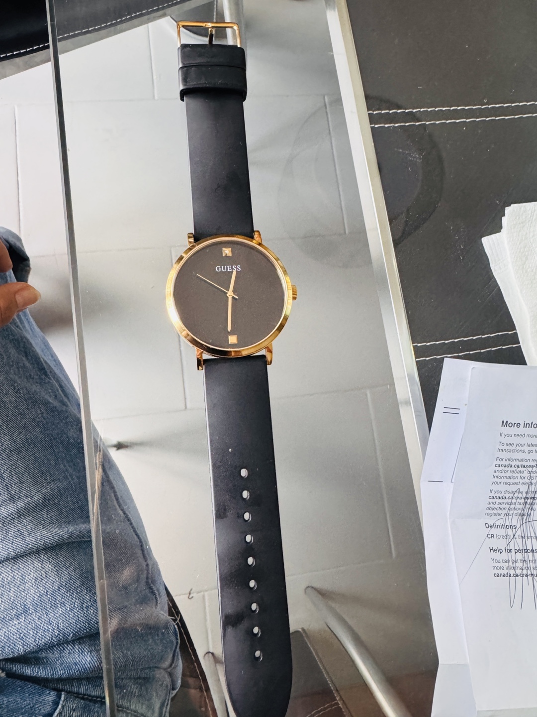 GUESS men's Watch Black Band Gold Accents - photo 2