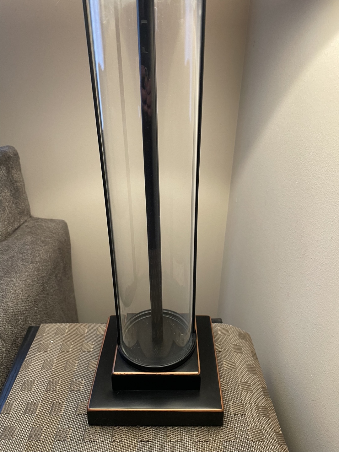 Two Tall Glass Table Lamp with Beige Shade - photo 2