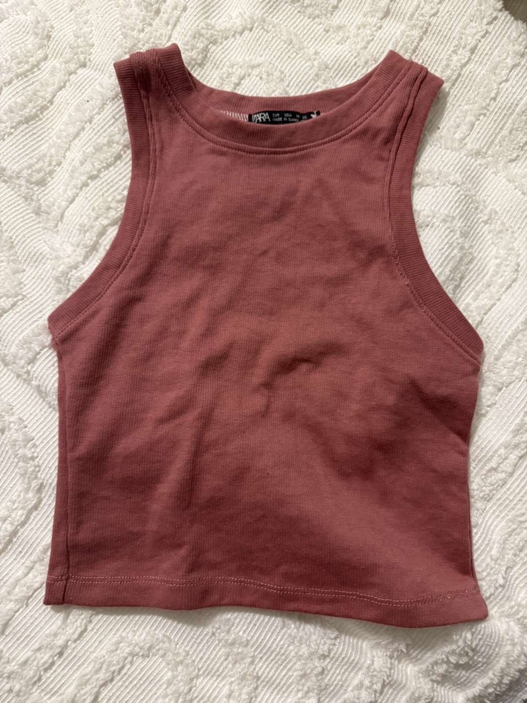 Dusty Rose Zara Ribbed Crop Tank Top - Size M