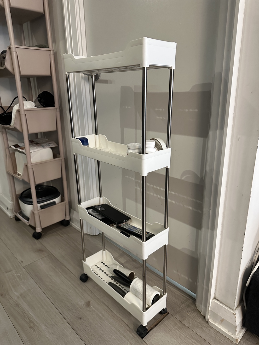 White 4-Tier Rolling Storage Cart