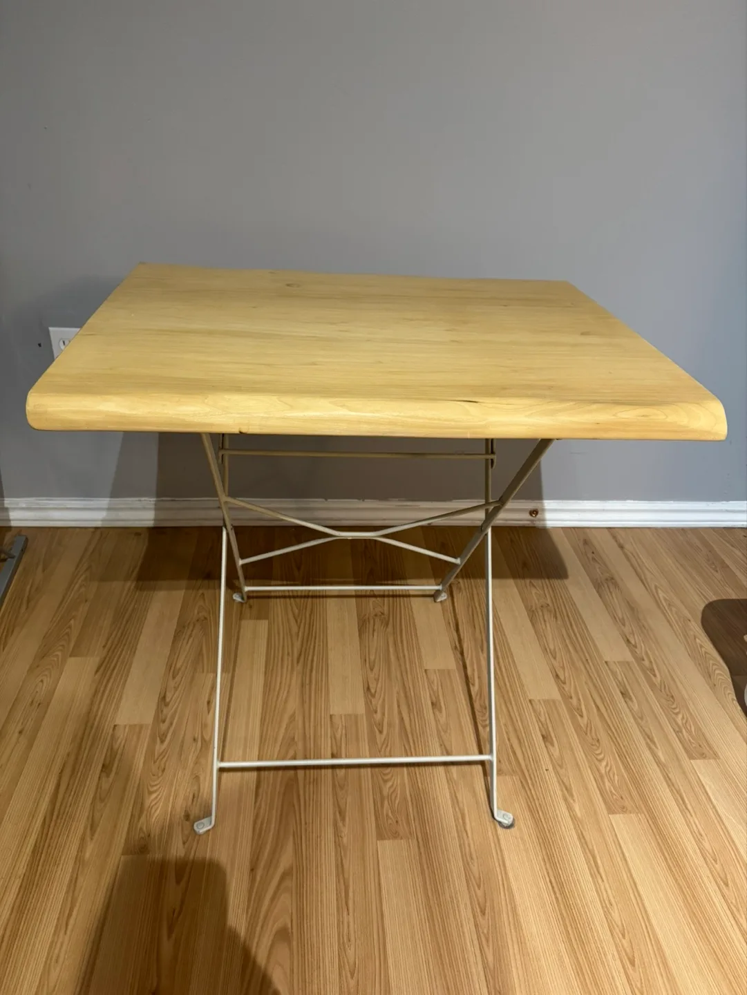 Designer Foldable Wooden Table with White Metal Frame image indicator(2)