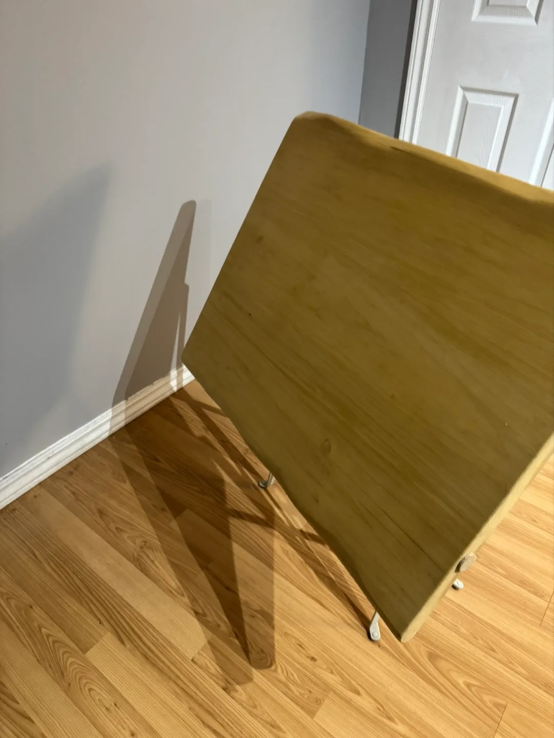 Designer Foldable Wooden Table with White Metal Frame image indicator(6)