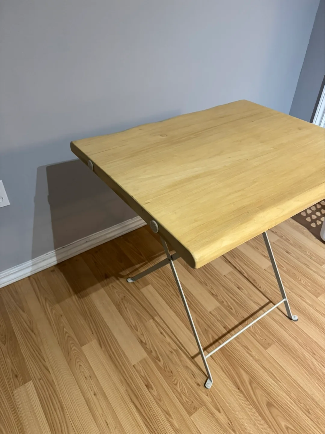 Designer Foldable Wooden Table with White Metal Frame image indicator(4)