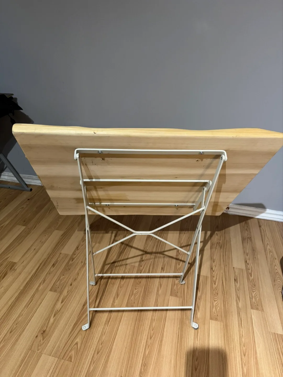 Designer Foldable Wooden Table with White Metal Frame image indicator(5)