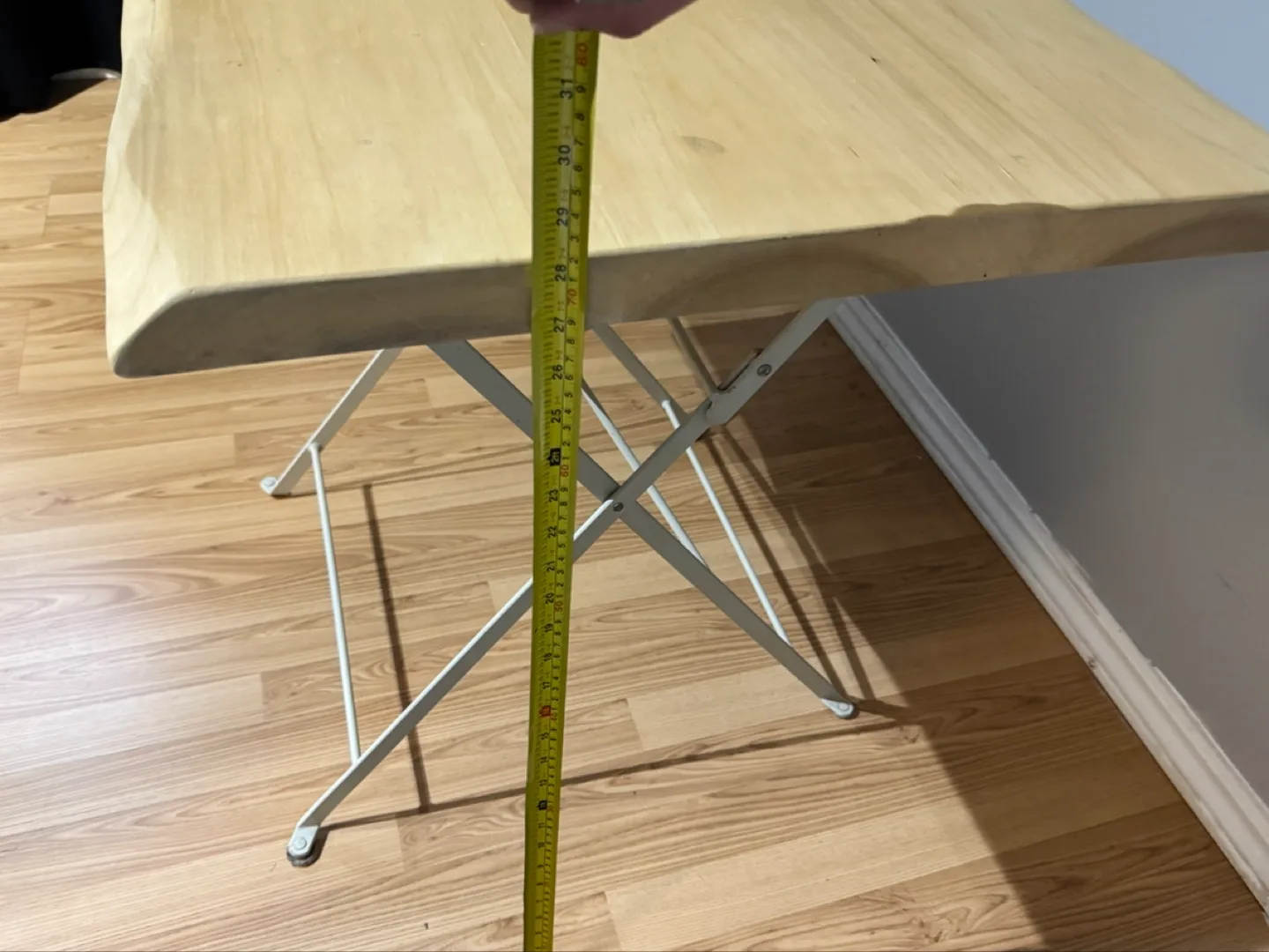 Designer Foldable Wooden Table with White Metal Frame image indicator(9)