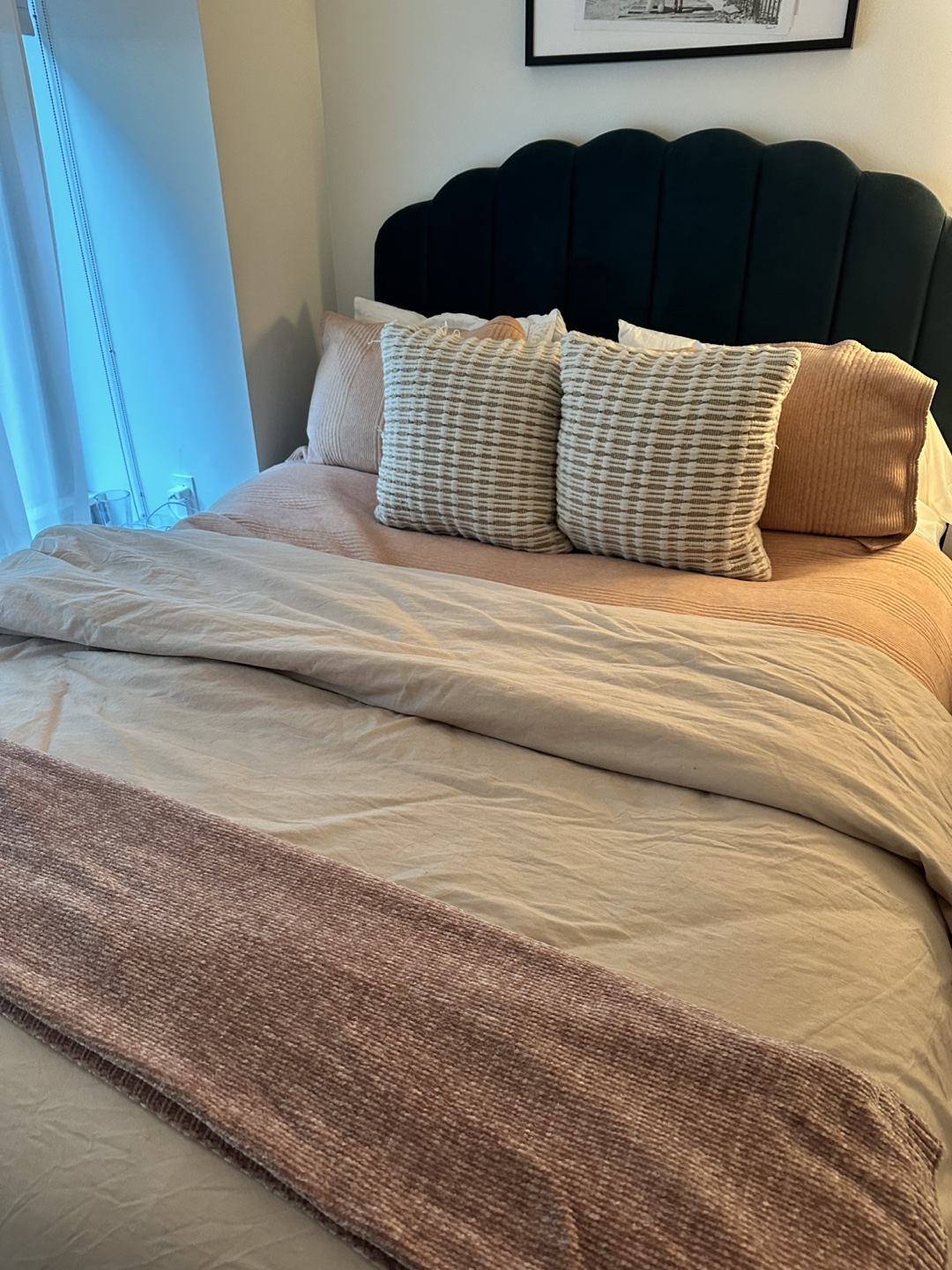 Urban Outfitters Claire Velvet Queen Bed Frame - Dark Green - photo 3