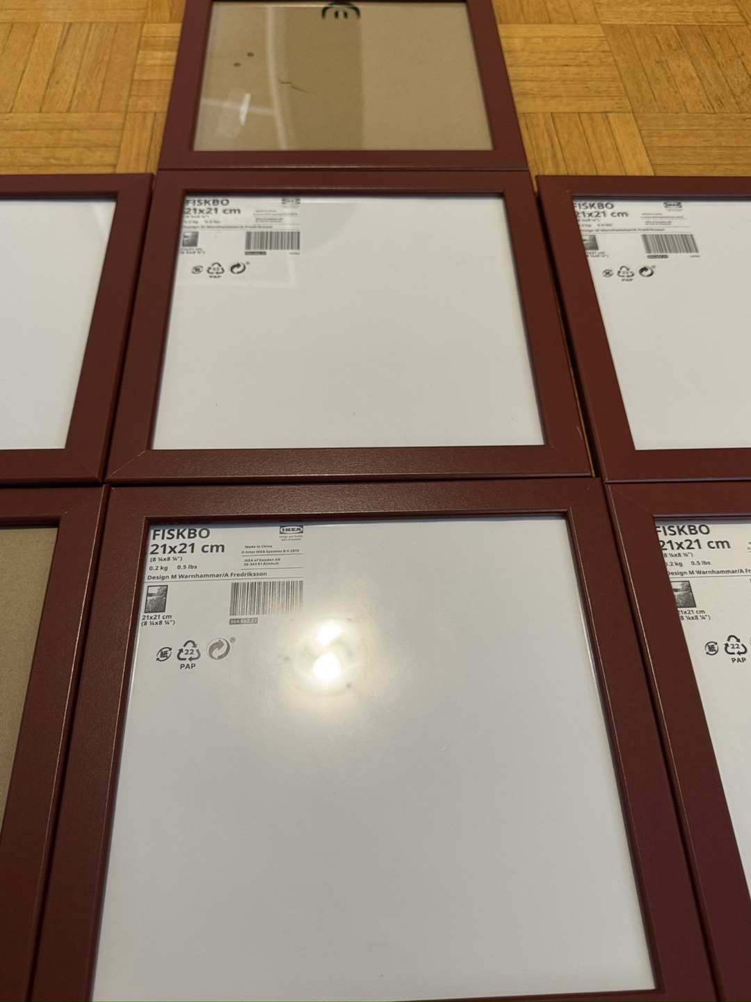 Seven IKEA FISKBO Picture Frames, 21x21 cm, Dark Red - photo 2