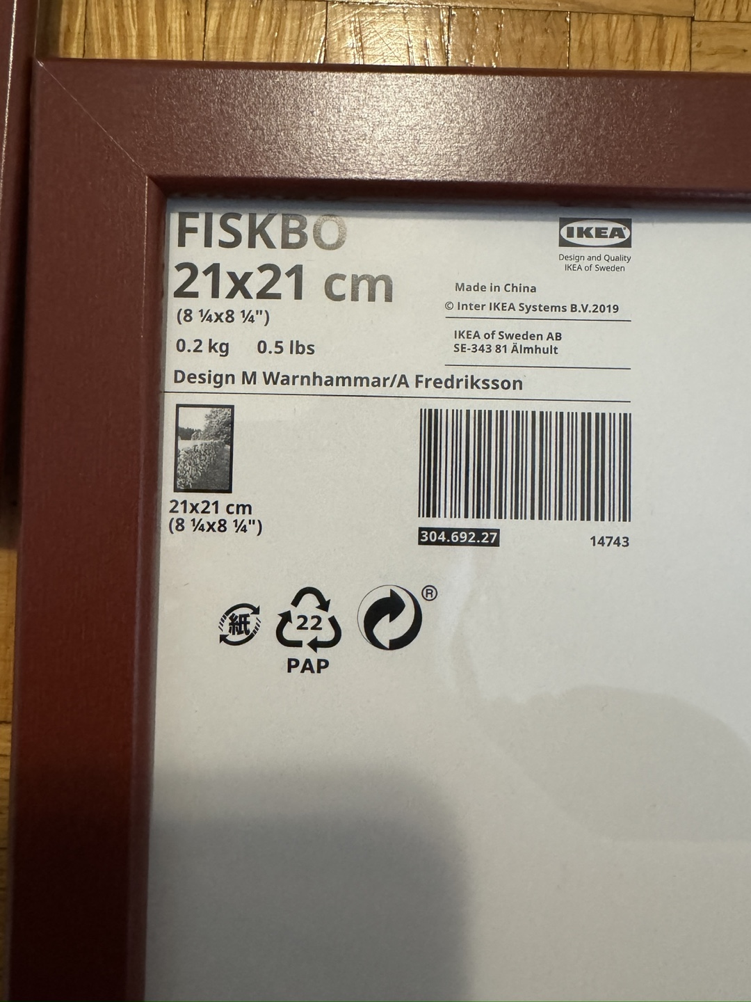 Seven IKEA FISKBO Picture Frames, 21x21 cm, Dark Red - photo 3