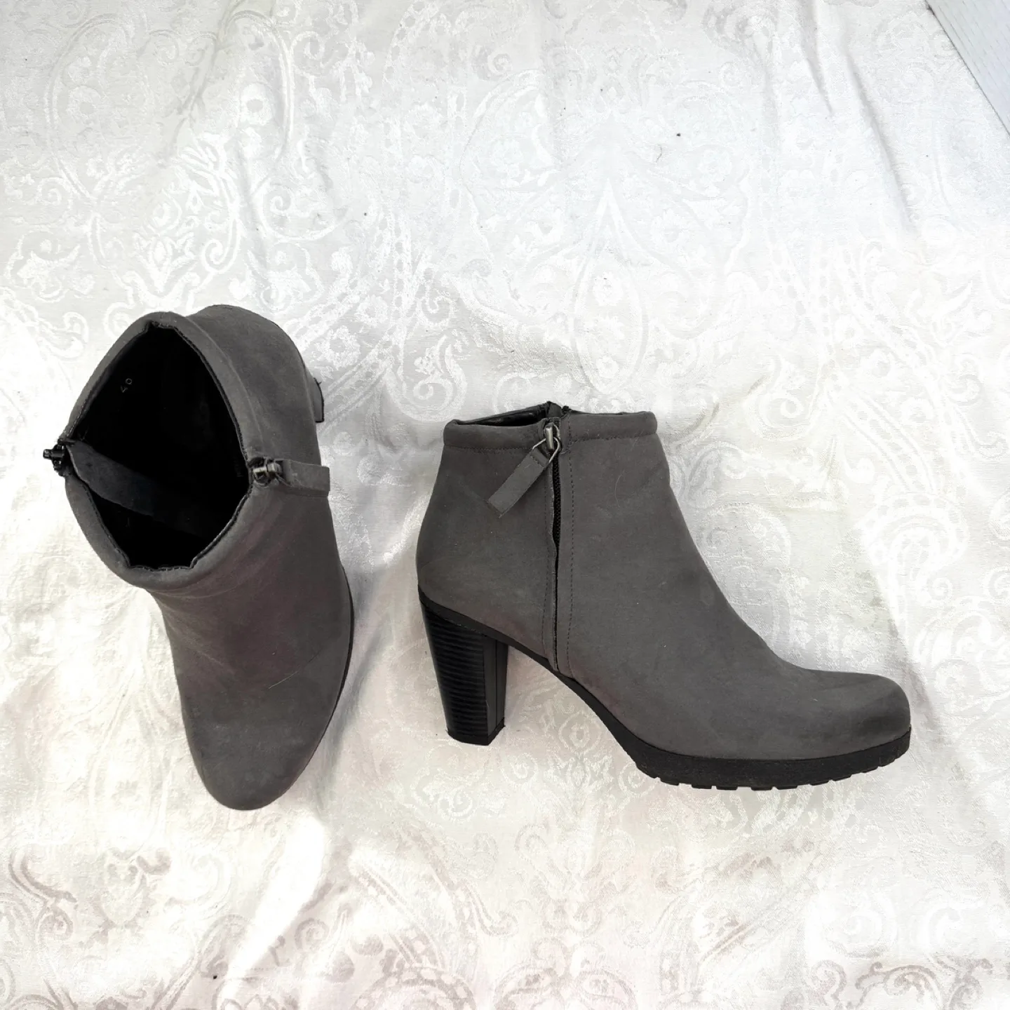 Novacas ladies grey ankle booties, vegan suede leather size 8.5 image indicator(3)