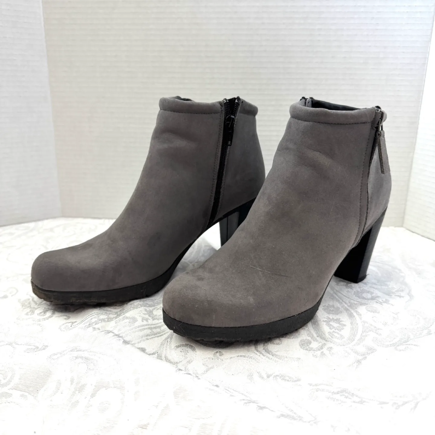 Novacas ladies grey ankle booties, vegan suede leather size 8.5 image indicator(7)