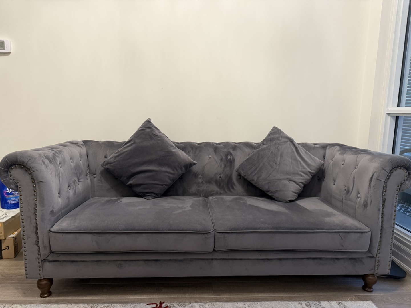 Dark Grey Velvet Sofa - photo 2