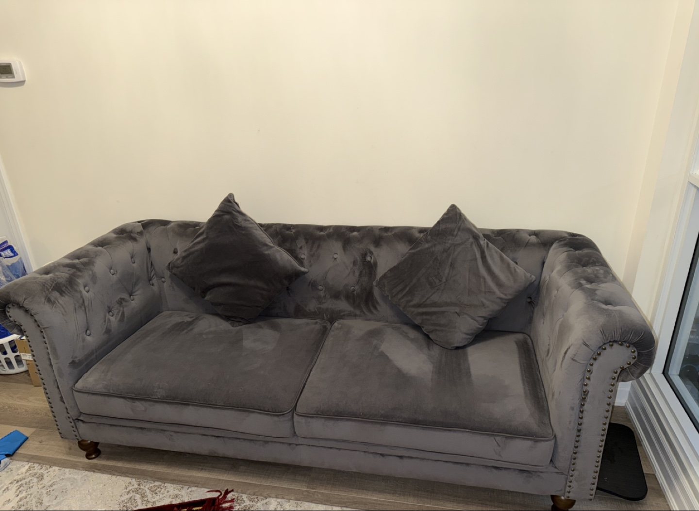 Dark Grey Velvet Sofa
