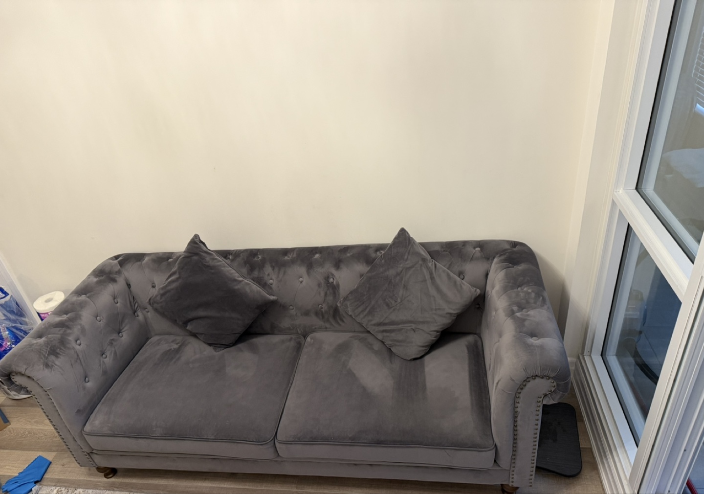 Dark Grey Velvet Sofa - photo 3