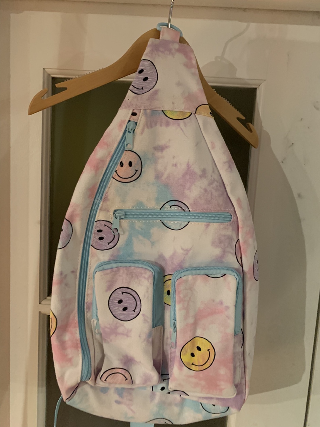 Happy Face Tie-Dye Sling Bag & Wallet Set