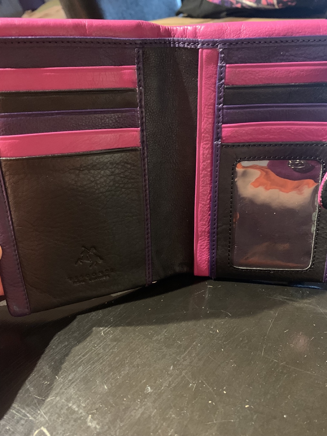 Vintage Women's Leather Wallet - Black, Purple, Pink - photo 2