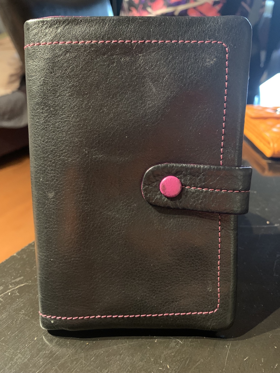Vintage Women's Leather Wallet - Black, Purple, Pink