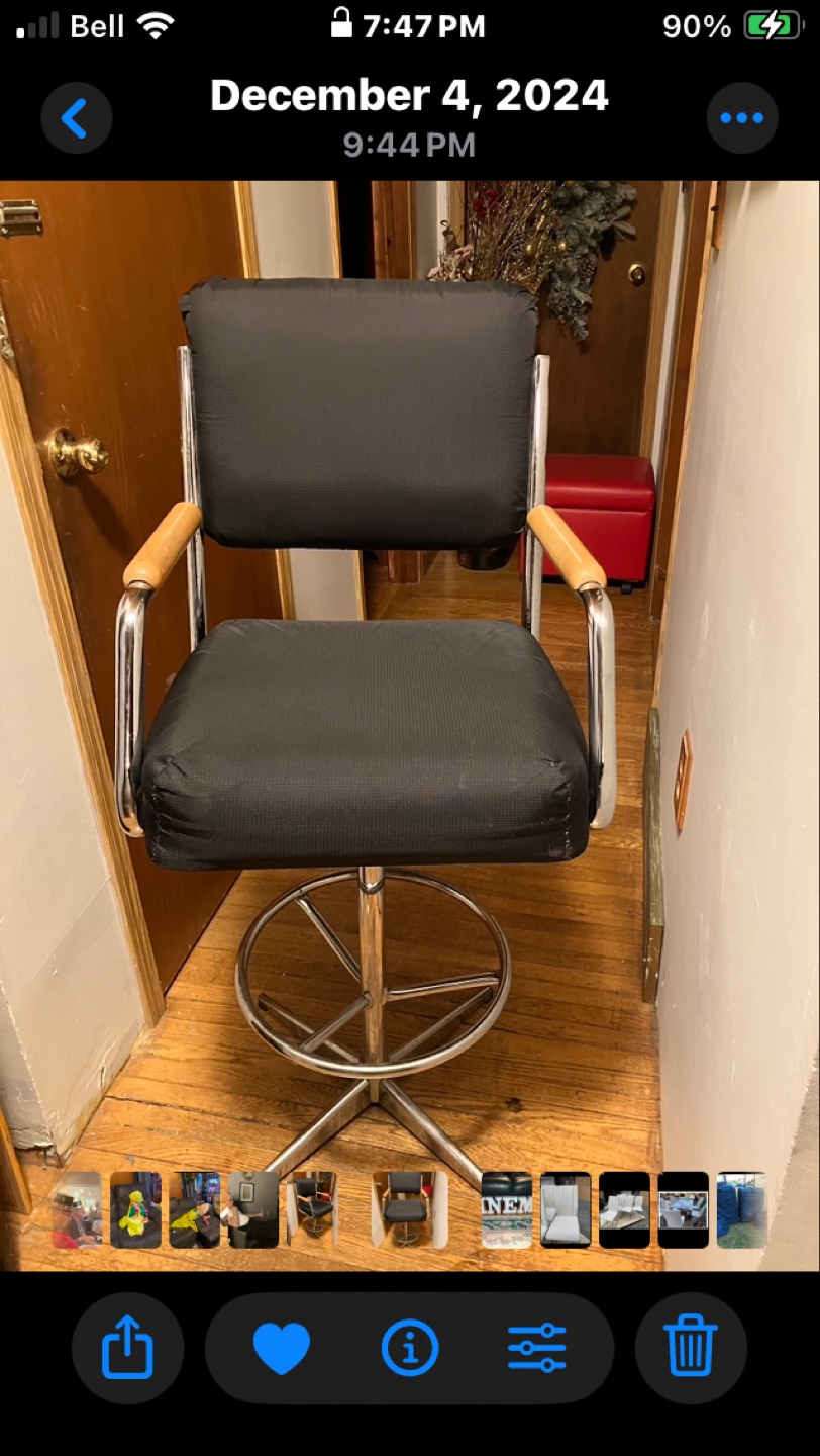 Vintage Chrome and Wood Swivel Bar Stool - photo 2