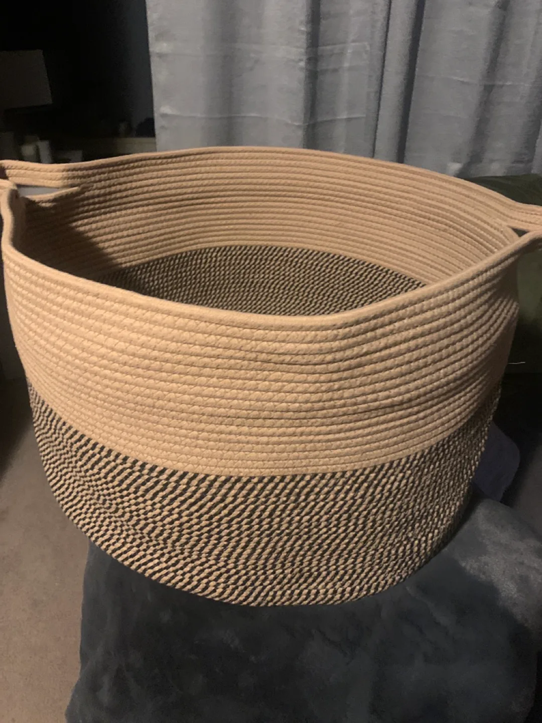 Large Woven Storage Basket with Handles image indicator(4)
