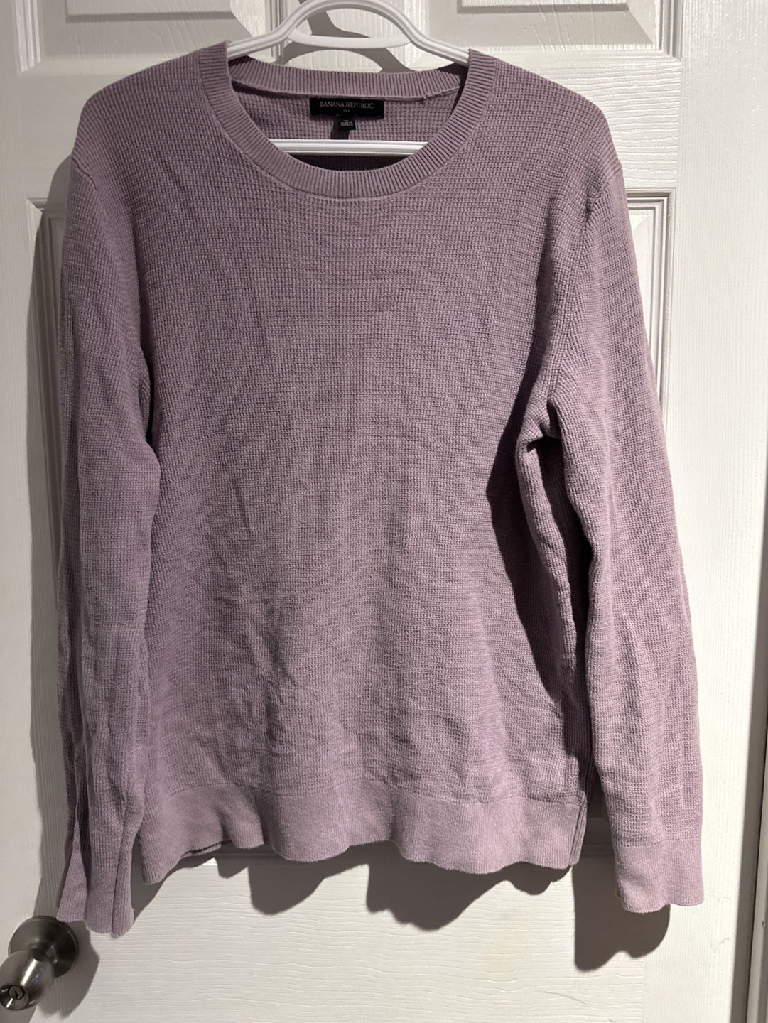 Banana Republic Waffle Knit Crew Neck Sweater - Lavender - Large