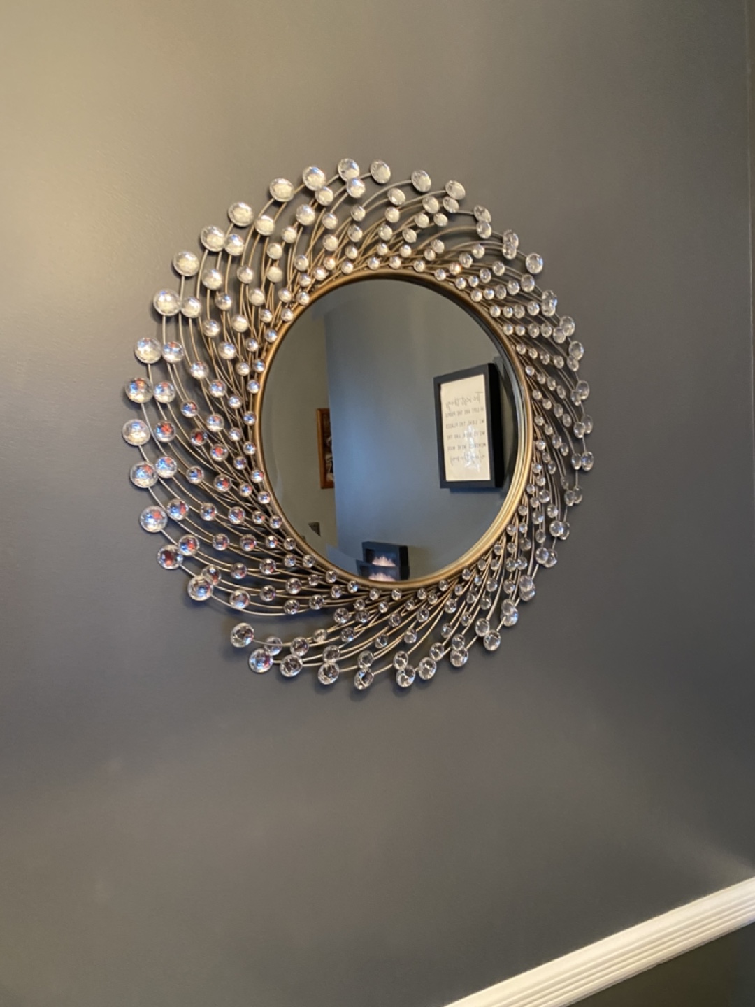Gorgeous Crystal and Metal Round Mirror