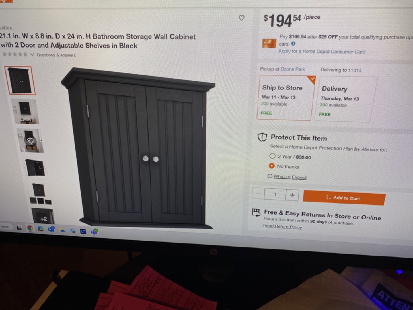 Black Bathroom Storage Wall Cabinet - photo 2