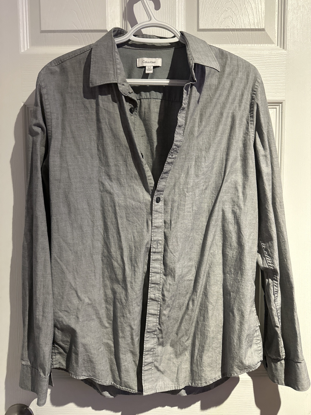 Calvin Klein Men's Grey Long Sleeve Button-Down Shirt