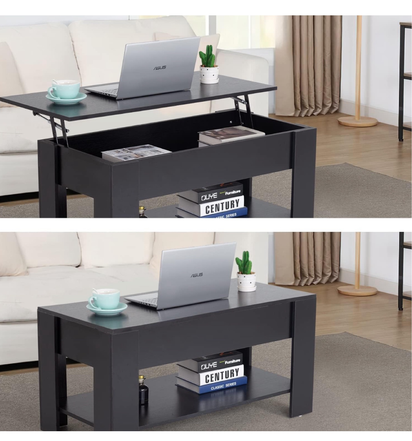 Black Lift-Top Coffee Table with Storage - photo 3
